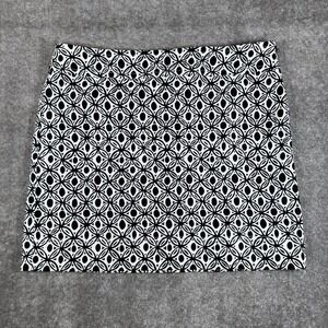 Talbots Skirt Women's 18 Navy Blue Geometric A-Line Lined Office Beach Casual